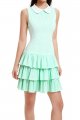 Mint Green Sleeveless Collared Dress with Tiered Ruffles